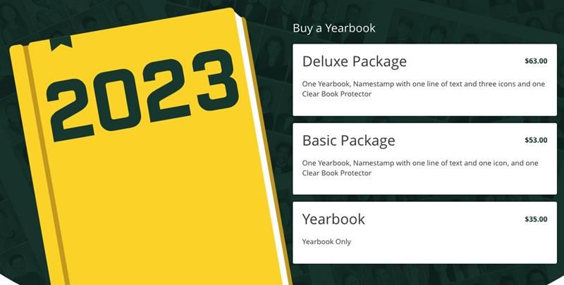  Image of 2023 yearbook, image of package choices